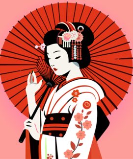 Vector Minh Họa Cô Gái Nhật Bản - Modern Geisha Pop Art