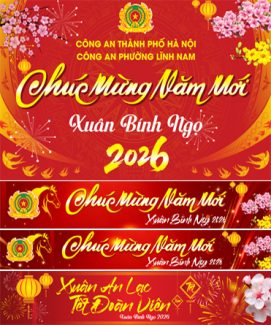 Bộ Banner & Phông Sân Khấu Chúc Mừng Năm Mới Xuân Bính Ngọ - File Gốc Chất Lượng Cao